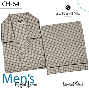 Fawn Check Night suit for men CH-64 - Luxurious Sleepwear