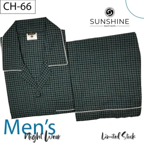 Teal Check Night suit for men CH-66 - Luxurious Sleepwear