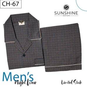 Bluish Check Night Suit for men CH-67- Luxurious Sleepwear