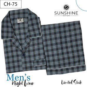 Brown Check Night Suit for men CH-76- Luxurious Sleepwear