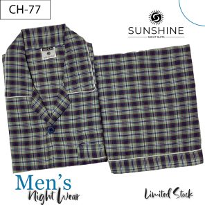 Green Check Night Suit for men CH-77- Luxurious Sleepwear