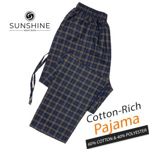 Buy Navy Blue Yellow check cotton rich Pajama For men. Best Brand In Pakistan.