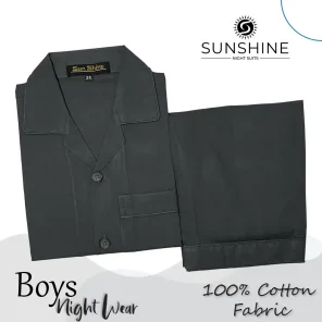 Malaysian Grey Plain 100% Cotton Nightwear For Boys BCN-05. Comfortable and stylish sleepwear for boys. Shop Now