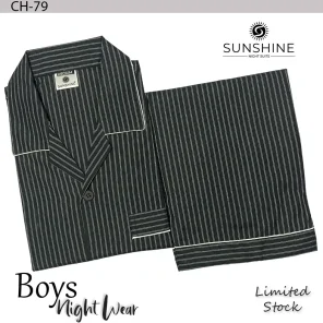 CH-79 Black Stripe Nightwear For Boys. Comfortable and stylish sleepwear for boys. Shop Now