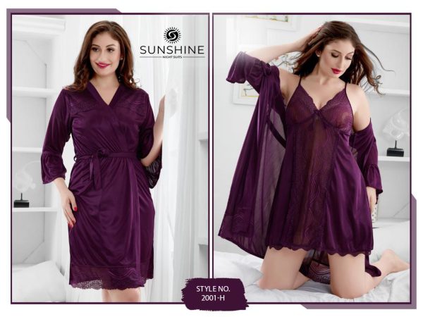 Purple Silk Bridal Nighty 2001-H Set For women In Pakistan. Shop Now
