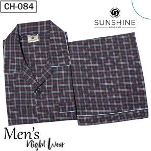 Blue Red Check Night Suit for Men CH-84- Luxurious Sleepwear. Shop Now