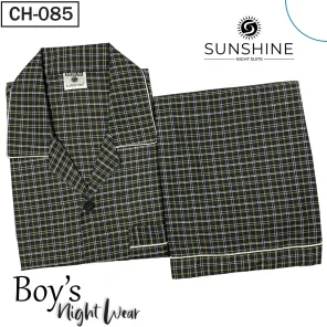 Black White Check Nightwear for Boys CH-85- Luxurious Sleepwear. Shop Now