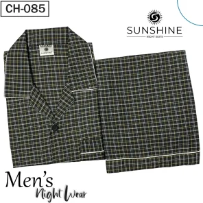 Black White Check Night Suit for Men CH-85- Luxurious Sleepwear. Shop Now