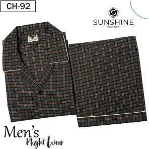 Black Check Nightwear for Men CH-92- Luxurious Sleepwear. Shop Now