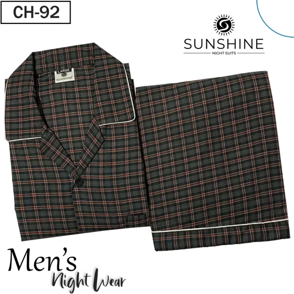 Black Check Nightwear for Men CH-92- Luxurious Sleepwear. Shop Now