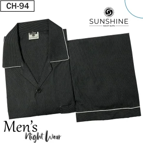 Black Pin Stripe Nightwear for Men CH-94- Luxurious Sleepwear. Shop Now