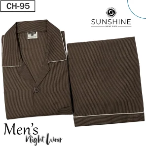 Brown Pin Stripe Nightwear for Men CH-95- Luxurious Sleepwear. Shop Now