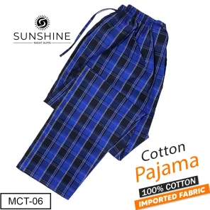 Royal Blue checkered 100% cotton trousers, product code MCT-06, featuring a classic pattern, comfortable fit, and breathable fabric perfect for casual wear