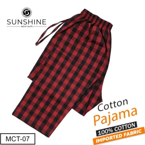 Red Black checkered 100% cotton trousers, product code MCT-07, featuring a classic pattern, comfortable fit, and breathable fabric perfect for casual wear