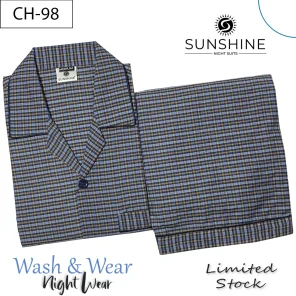 Classic Blue Check Night suit for Men CH-98- Luxurious Sleepwear. Shop Now