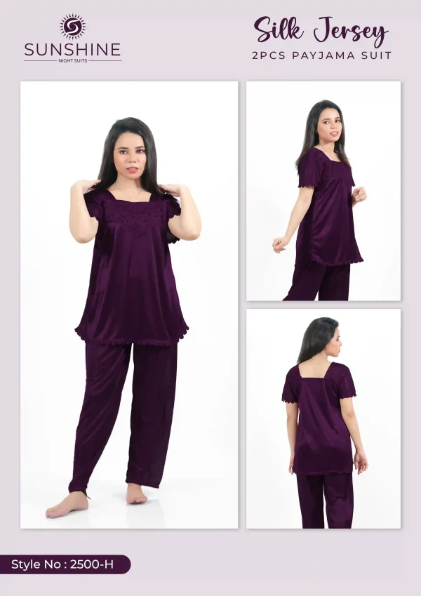 Purple Silk Jersey Pajama 2500-H. For Women in Pakistan - Easy wear, stylish design, ultimate comfort.