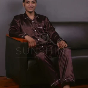 Brown silk nightdress for men - Luxury and comfort combined. Buy now in Pakistan